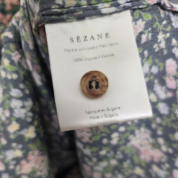 Sezane Sobral Dress Floral With Belt Mini Length Button front Size 38 US 6 NWOT - Picture 5 of 6